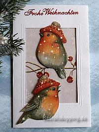 Weihnachtskarte mit Vögeln